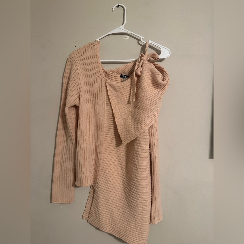 Venus Pink Cold Shoulder Sweater